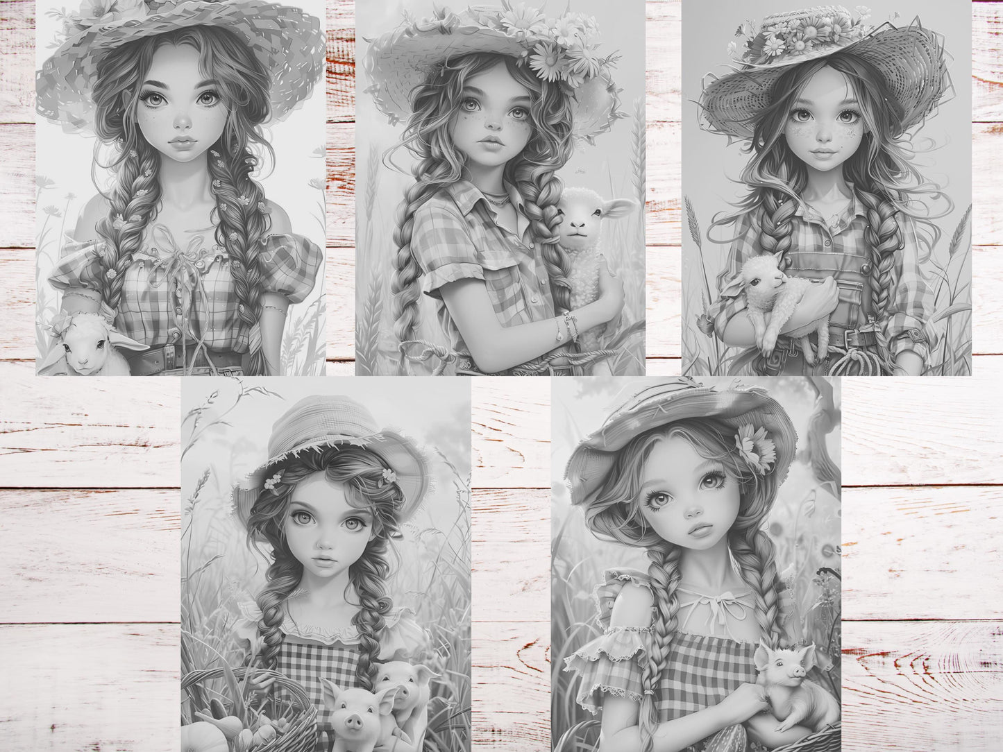 Libro para colorear de chicas de campo: Ilustraciones de la vida en la granja (PDF)