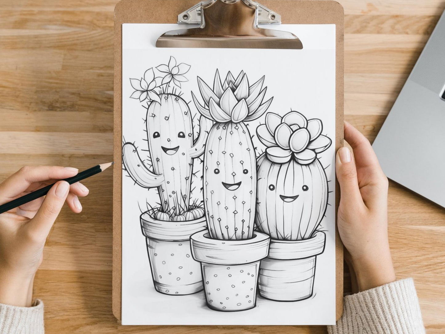 Lindas Páginas Para Colorear Kawaii, Páginas Para Colorear Imprimibles Kawaii, Libro Para Colorear, Impresiones Digitales, Descarga Digital, Cactus Kawaii, Página Kawaii Pdf