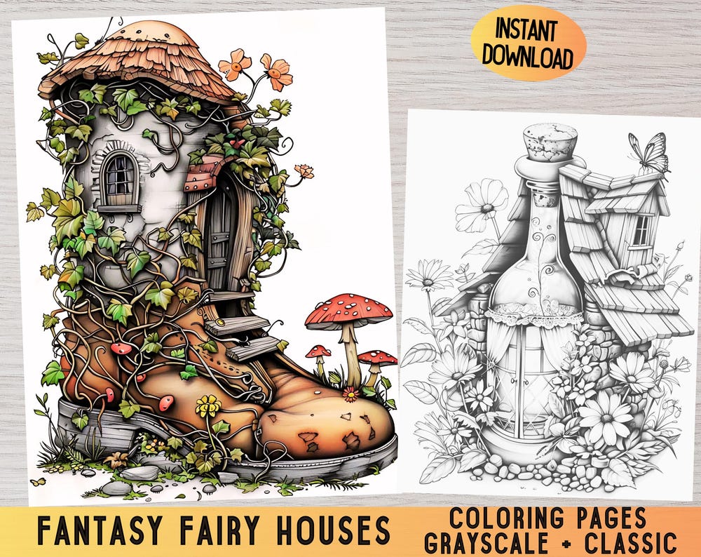 Fairy house coloring pages