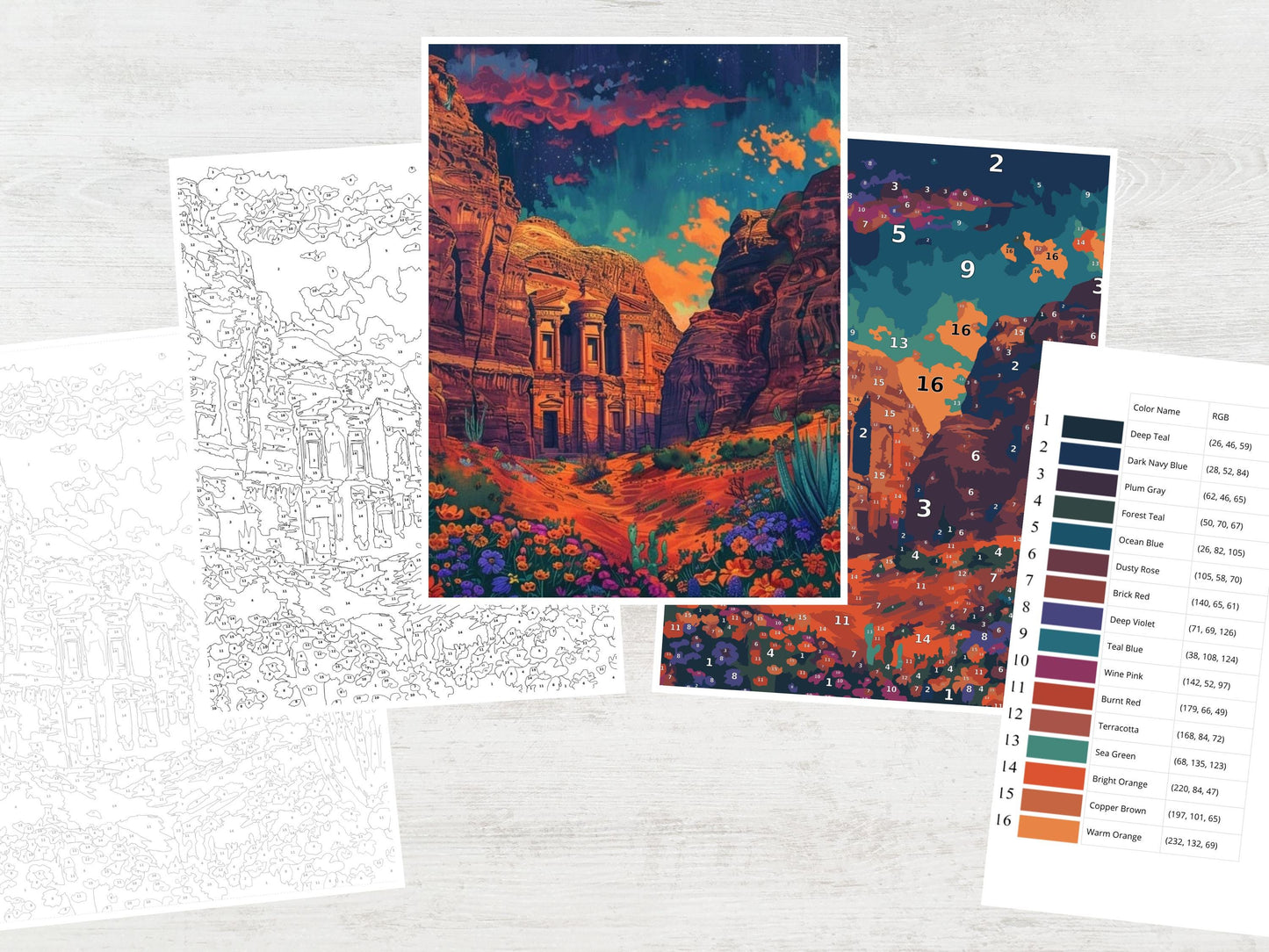 Libro para colorear paisajes por números – Volumen 2, Dibujos relajantes para adultos, Dibujos fáciles para colorear por números, Pósters de viajes, Arte de lugares emblemáticos del mundo