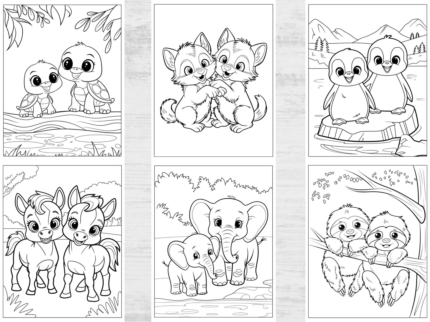 Dibujos para colorear de animales - Dibujos para colorear de animales lindos - Hojas para colorear de animales imprimibles para niños y adultos - Descarga digital - Dibujos para colorear fáciles