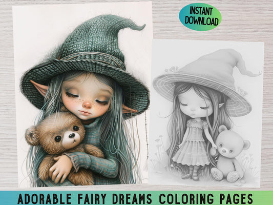 Dibujos de hadas para colorear, libros de hadas para colorear para adultos, dibujos de fantasía para colorear, dibujos de hadas para colorear, lindas páginas de hadas para colorear, hadas y animales, pdf