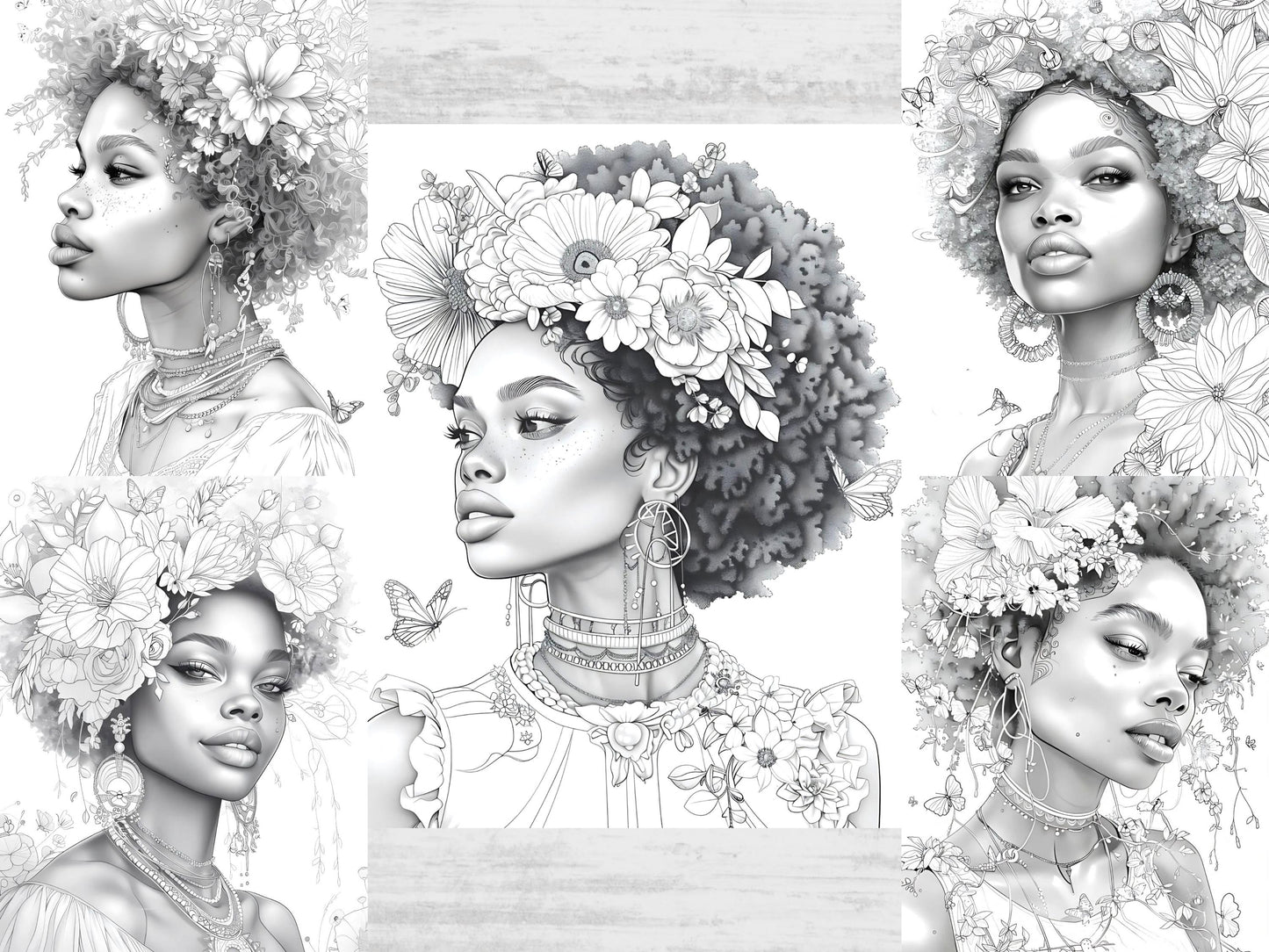 Hermosa mujer negra afroamericana, libro para colorear para adultos, belleza negra, colorear adultos, chicas hermosas, mujer negra, páginas para colorear de mujeres, negra