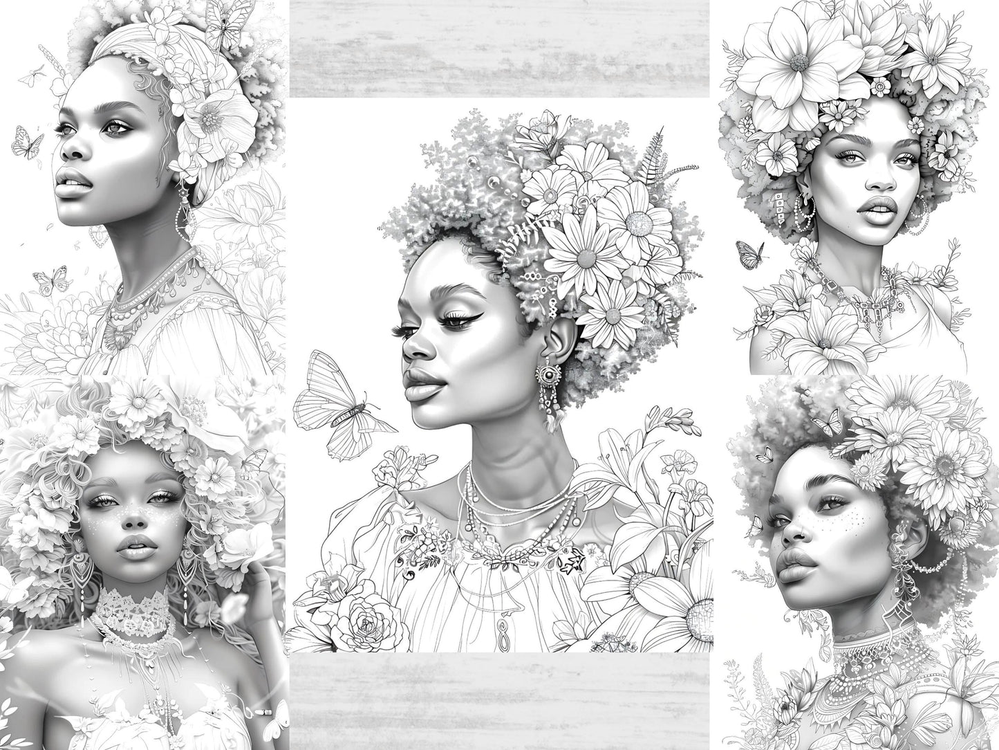 Hermosa mujer negra afroamericana, libro para colorear para adultos, belleza negra, colorear adultos, chicas hermosas, mujer negra, páginas para colorear de mujeres, negra