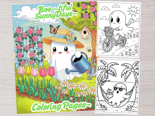 Dibujos para colorear adorables y espeluznantes / Dibujos para colorear de fantasmas tiernos / Dibujos para colorear sencillos y acogedores / Dibujos para colorear hygge / Descarga digital / Dibujos para colorear relajantes