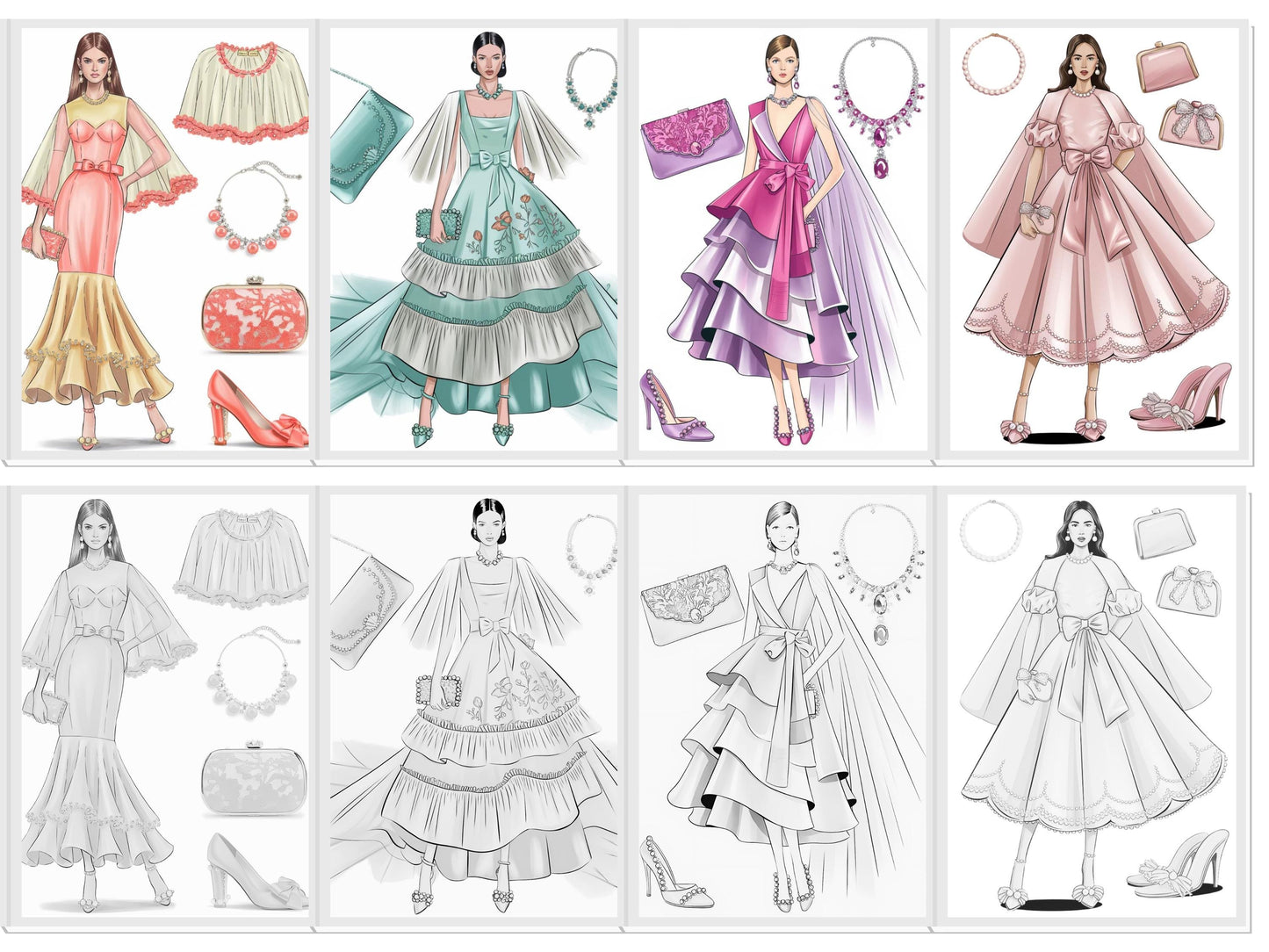 Coquette Fashion, Dibujos para colorear de moda, Dibujos para colorear de moda para adultos, Dibujos para colorear de moda para adultos, Libro para colorear de moda para adultos