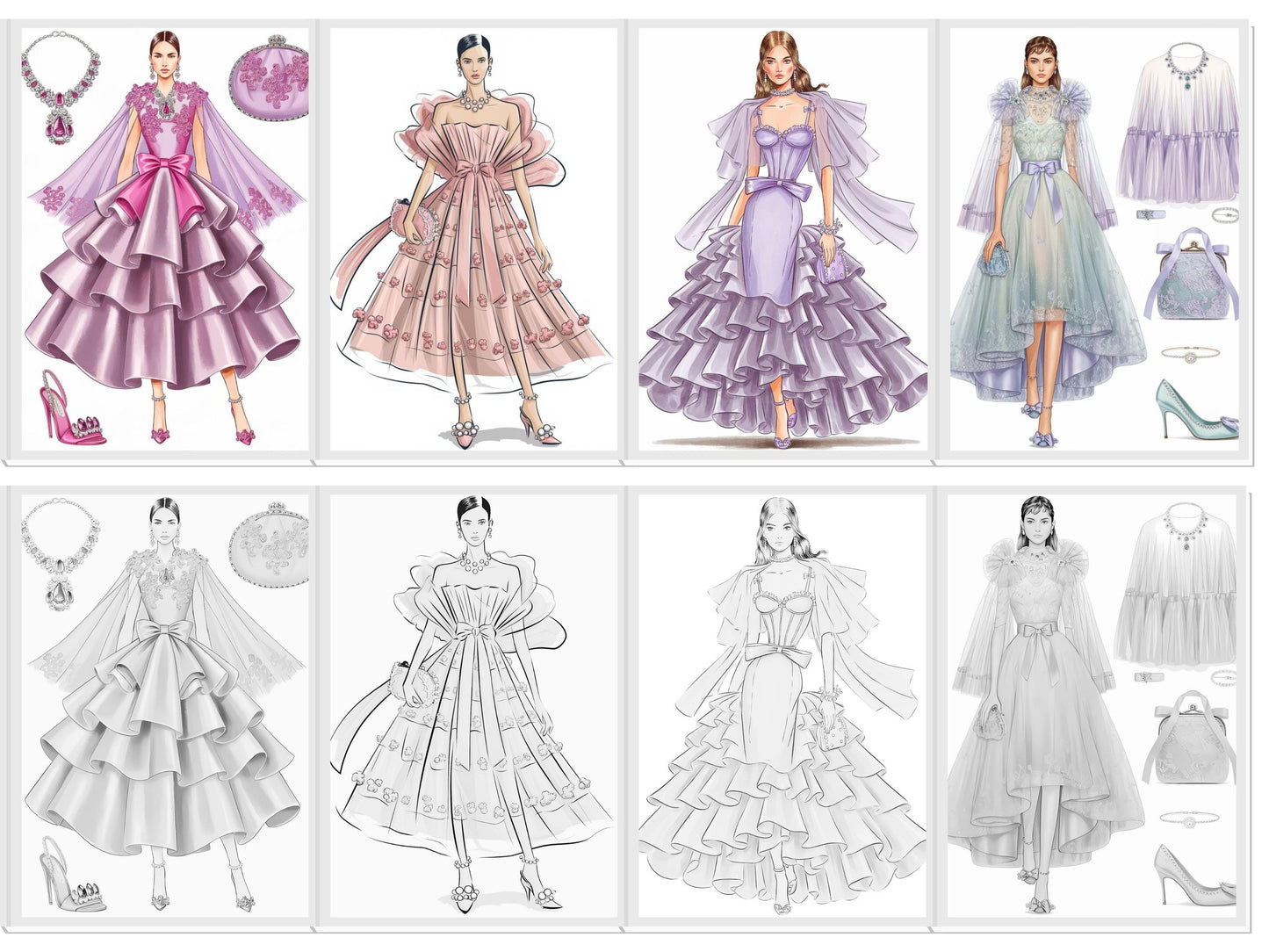 Coquette Fashion, Dibujos para colorear de moda, Dibujos para colorear de moda para adultos, Dibujos para colorear de moda para adultos, Libro para colorear de moda para adultos