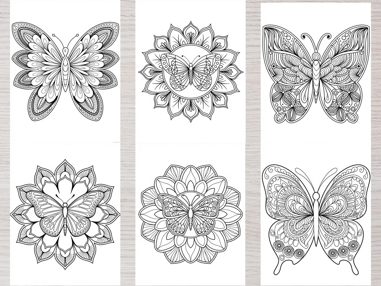 Páginas para colorear de mandalas, Dibujos para colorear para adultos, Mandalas para colorear imprimibles, Mandalas mariposa, Alivio del estrés, Patrón de mandalas, Mandalas florales