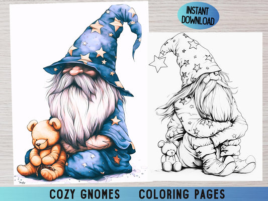 Dibujos para colorear de gnomos, Dibujos para colorear de gnomos lindos, Libro para colorear de gnomos, Dibujos para colorear para adultos, Libro para colorear de gnomos para adultos, Gnomo imprimible
