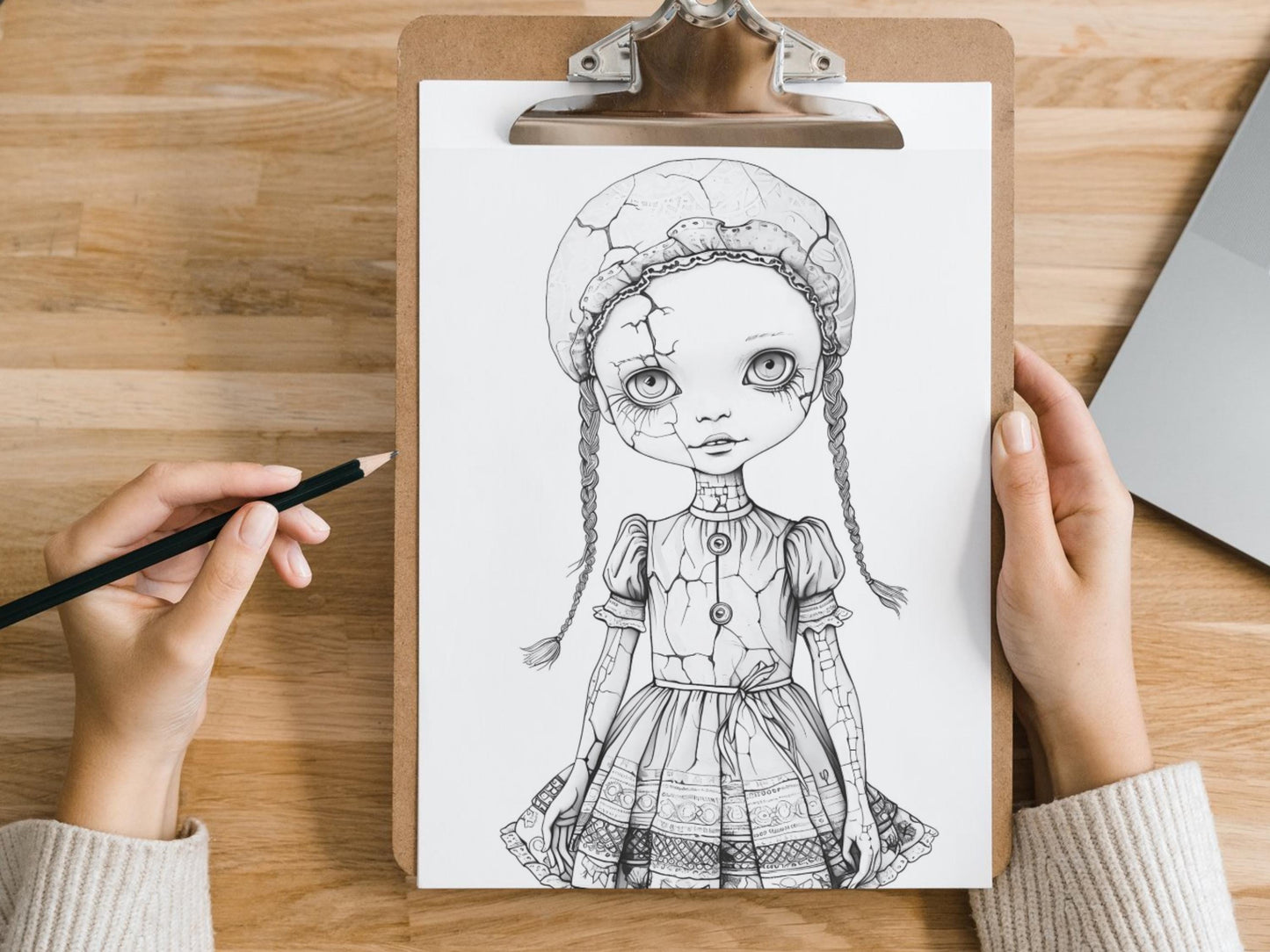 Dibujos para colorear de muñecas espeluznantes, Dibujos espeluznantes, Dibujos de terror, Dibujos para colorear para adultos, Dibujos de terror, Dibujos de Halloween