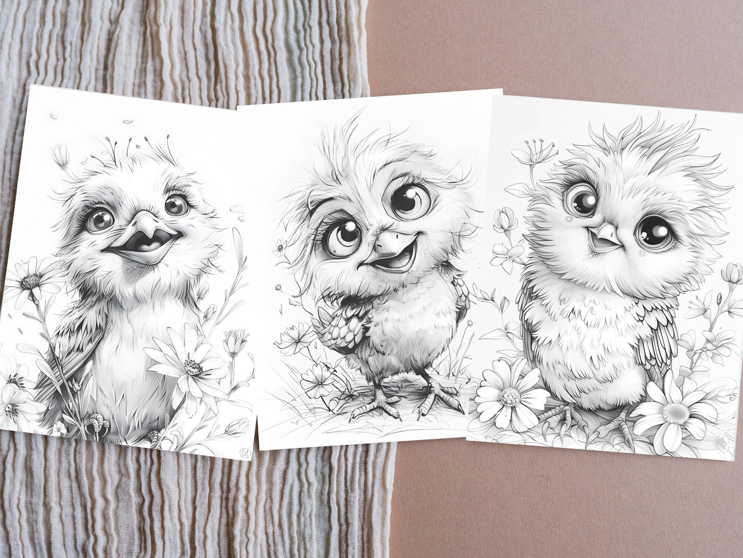 Páginas para colorear de pájaros para adultos, pájaros lindos para colorear, pájaros lindos en escala de grises, dibujos para colorear imprimibles, hermosa escala de grises, impresiones digitales, PDF