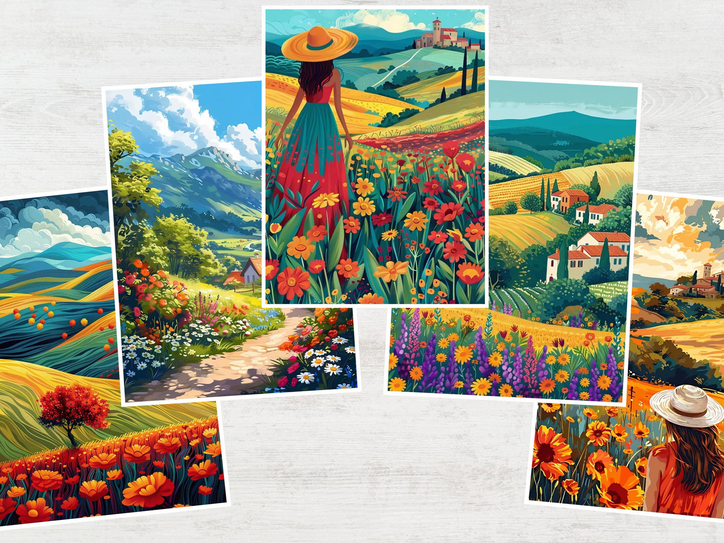 Paisaje campestre para colorear por números, dibujos relajantes para adultos, dibujos fáciles para colorear, dibujos digitales tranquilos y conscientes