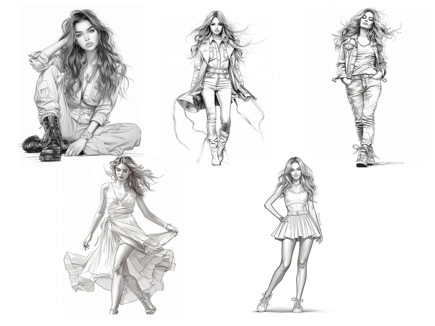 Dibujos para colorear de moda, Dibujos para colorear de moda para adultos, Dibujos para colorear de moda para adultos, Libro para colorear de moda para adultos,