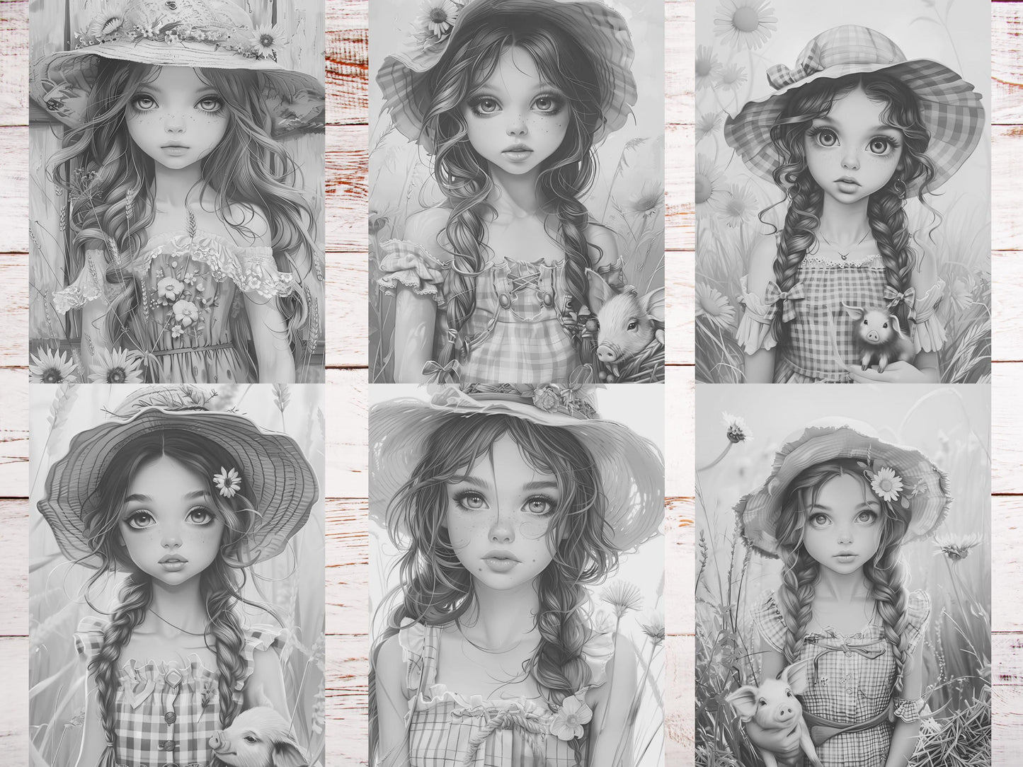 Libro para colorear de chicas de campo: Ilustraciones de la vida en la granja (PDF)