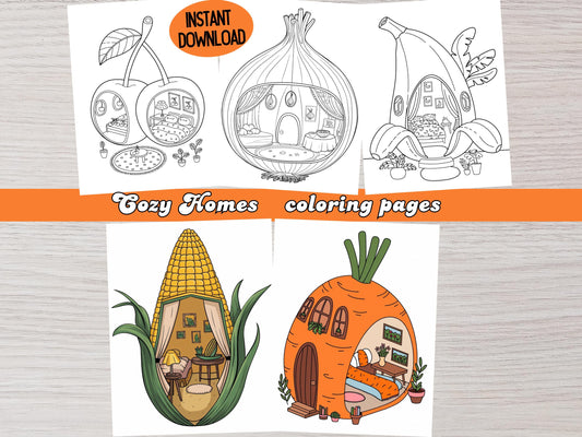 Casas acogedoras, Dibujos para colorear atrevidos y fáciles, Dibujos para colorear bonitos, Libro para colorear acogedor, Dibujos para colorear para imprimir, Dibujos para colorear para adultos, Dibujos para colorear de casas