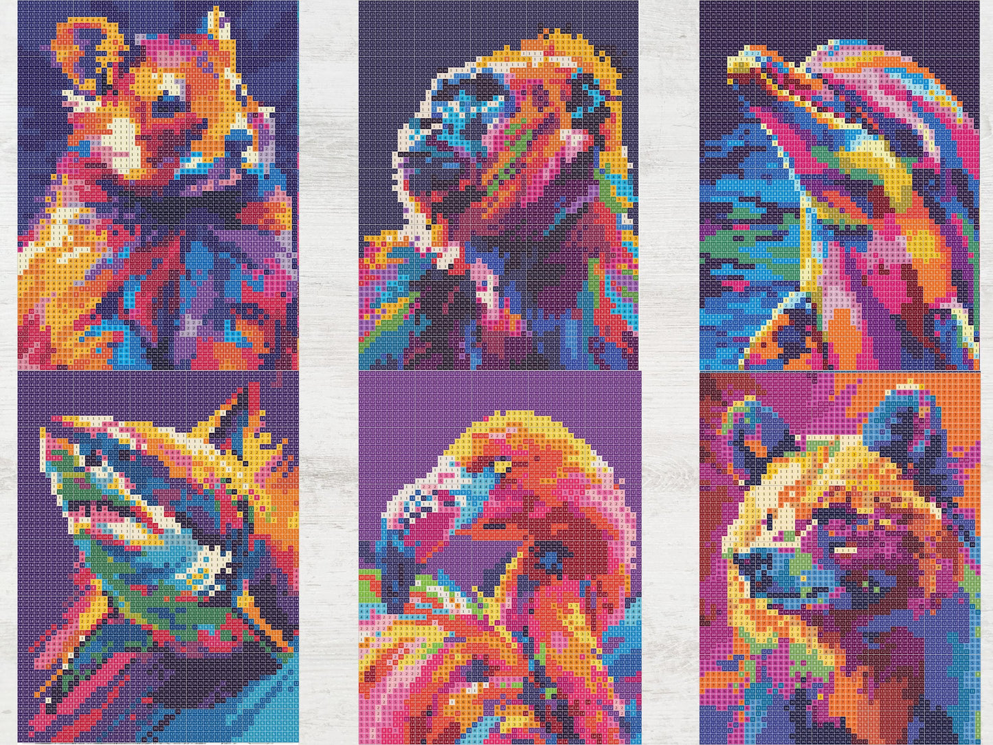 Animales de mosaico misteriosos, colorear animales por números, animales pixel art, colorear mosaicos relajantes, colorear misterios divertidos para niños y adultos