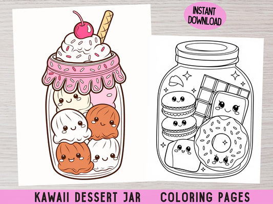 Dibujos para colorear de postres kawaii, Dibujos para colorear kawaii lindos, Dibujos para colorear de dulces, Dibujos para colorear de tarros para adultos, Dibujos para colorear de comida kawaii