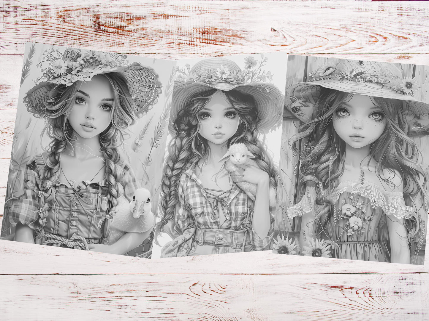 Libro para colorear de chicas de campo: Ilustraciones de la vida en la granja (PDF)