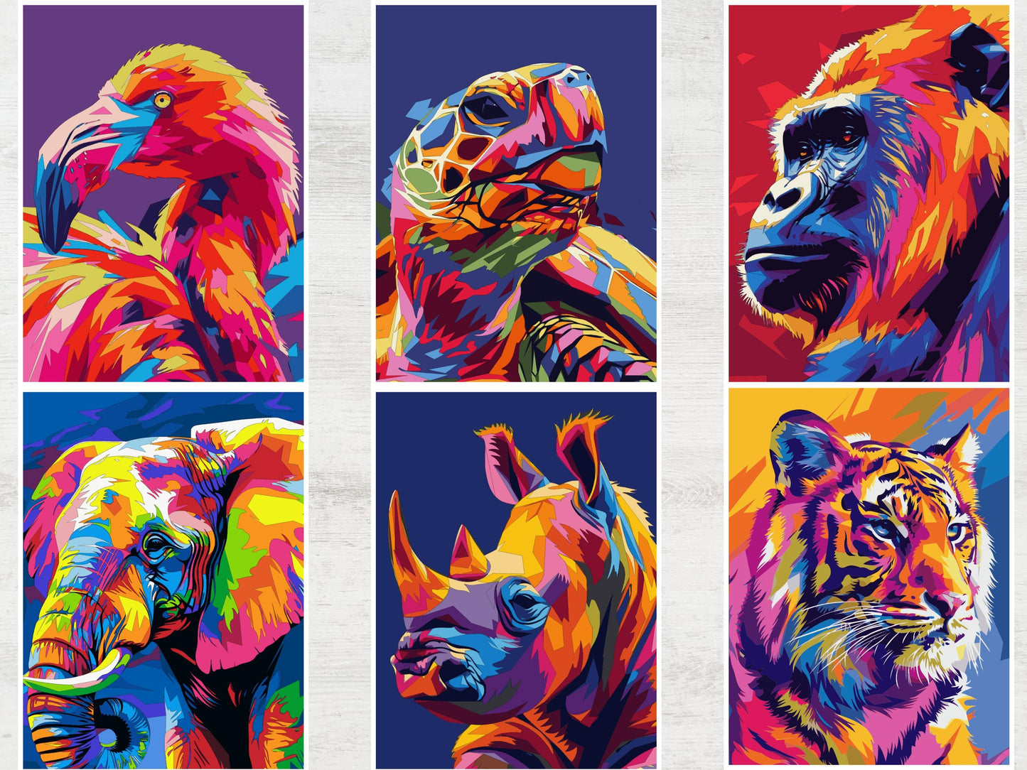 Dibujos de animales para colorear por números, libro para colorear imprimible para adultos y niños, ilustraciones relajantes de animales, descarga digital