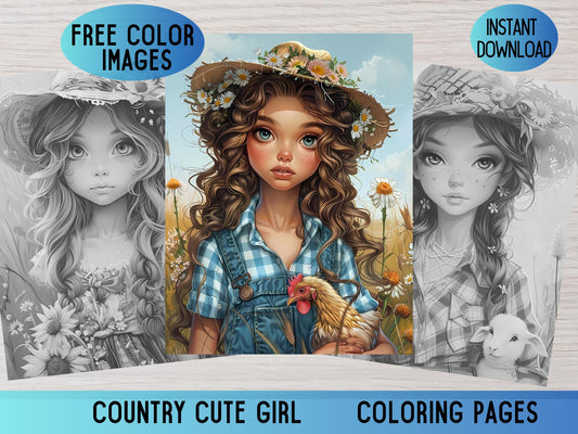 Libro para colorear de chicas de campo: Ilustraciones de la vida en la granja (PDF)