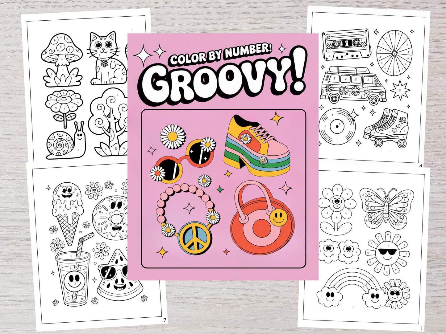 Libro para colorear retro con flores para colorear por números (PDF)