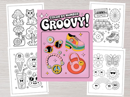 Libro para colorear retro con flores para colorear por números (PDF)