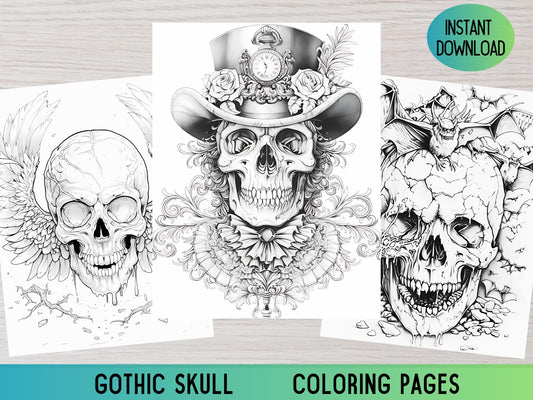 Colorear calaveras, Páginas para colorear para adultos calaveras, Libro para colorear calaveras para adultos, Libro para colorear calaveras, Colorear calaveras imprimible, Colorear calaveras góticas