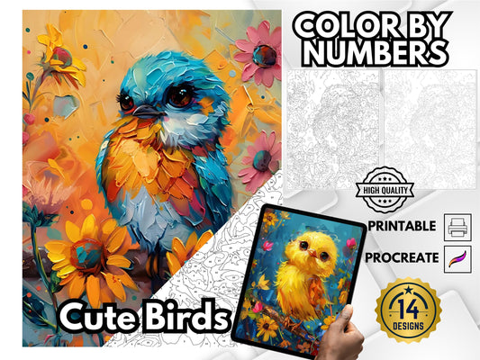 Pájaros para colorear por números: Libro para colorear, Pájaros y flores, Colorear relajante, Colorear para adultos, Colorear fácil, Pintar por números, Pájaros lindos