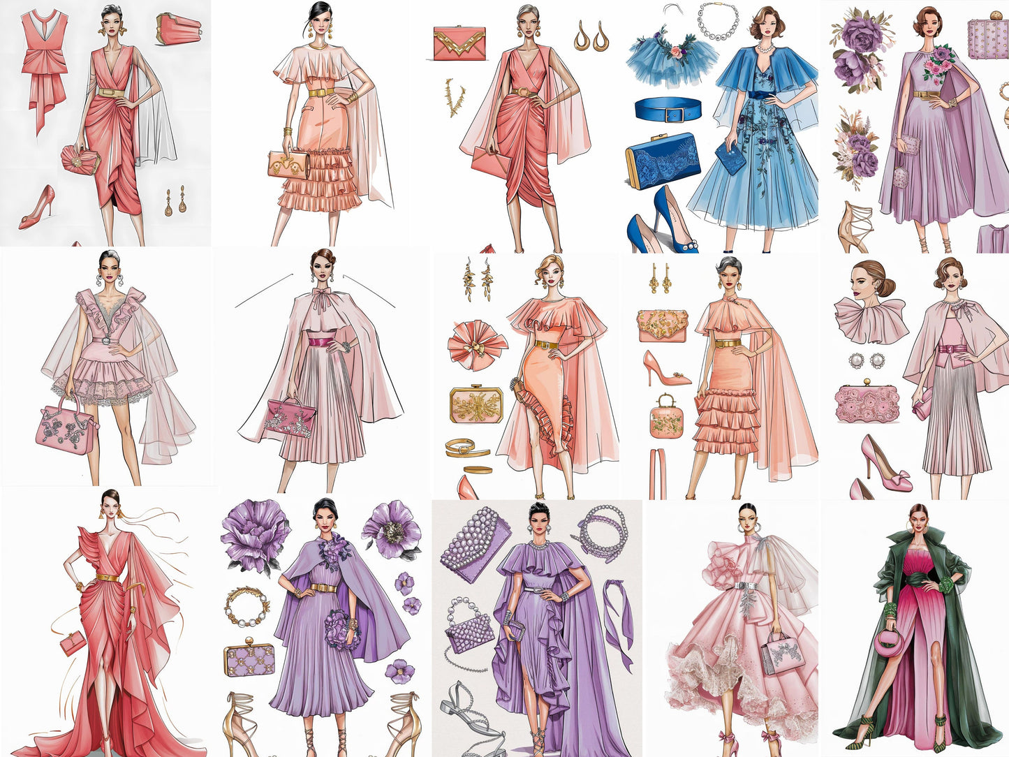 Dibujos para colorear de moda, Dibujos para colorear de moda para adultos, dibujos para colorear para adultos de moda, libro para colorear para adultos de moda, Diseño de moda