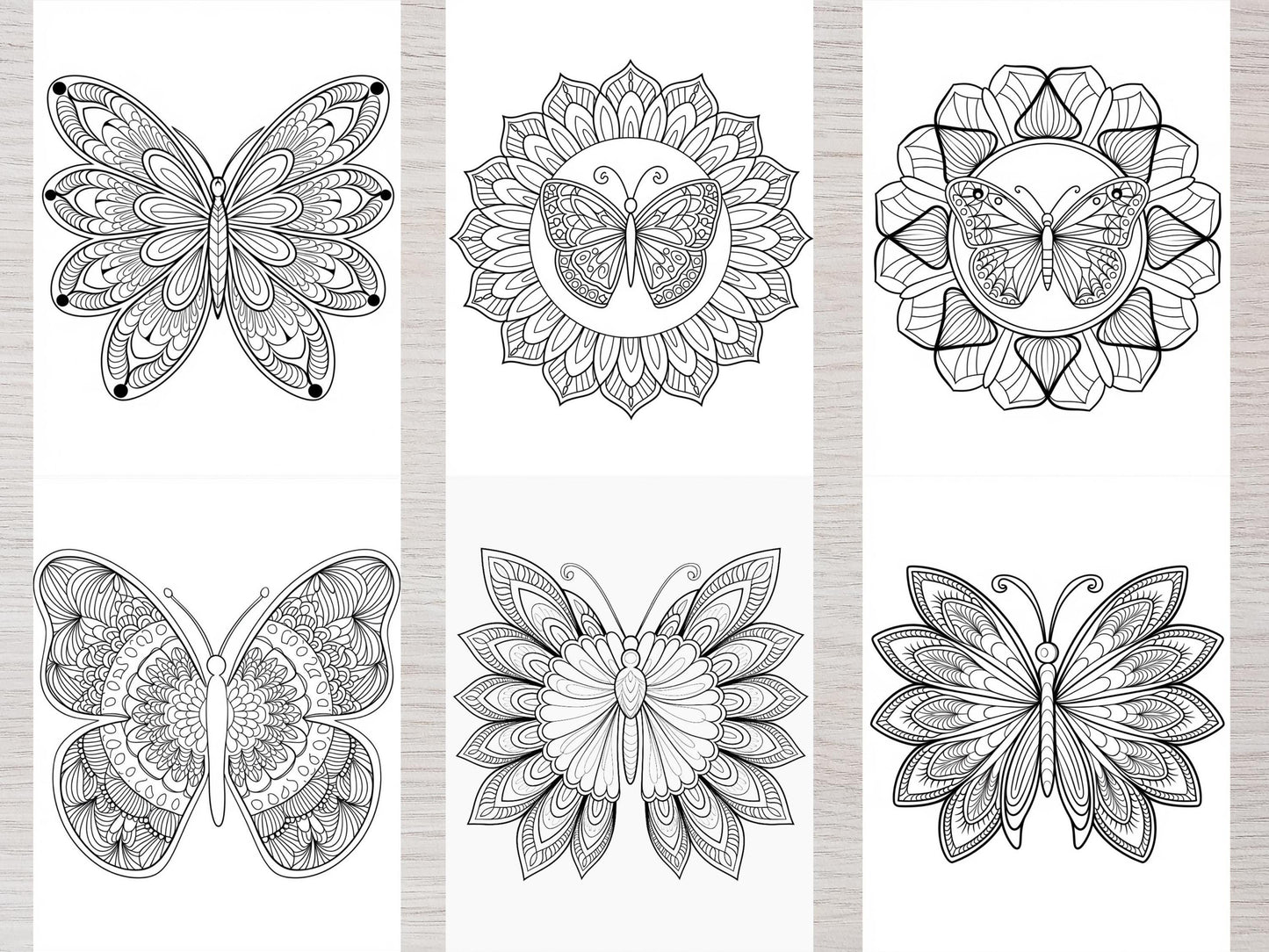 Páginas para colorear de mandalas, Dibujos para colorear para adultos, Mandalas para colorear imprimibles, Mandalas mariposa, Alivio del estrés, Patrón de mandalas, Mandalas florales