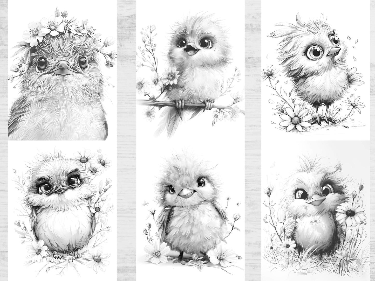 Páginas para colorear de pájaros para adultos, pájaros lindos para colorear, pájaros lindos en escala de grises, dibujos para colorear imprimibles, hermosa escala de grises, impresiones digitales, PDF