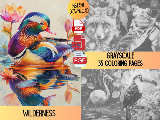 Libro para colorear del desierto, colorear en escala de grises, páginas para colorear de animales en escala de grises, colorear la naturaleza, belleza del desierto, libro para colorear para adultos