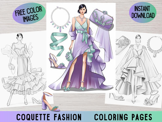 Coquette Fashion, Dibujos para colorear de moda, Dibujos para colorear de moda para adultos, Dibujos para colorear de moda para adultos, Libro para colorear de moda para adultos