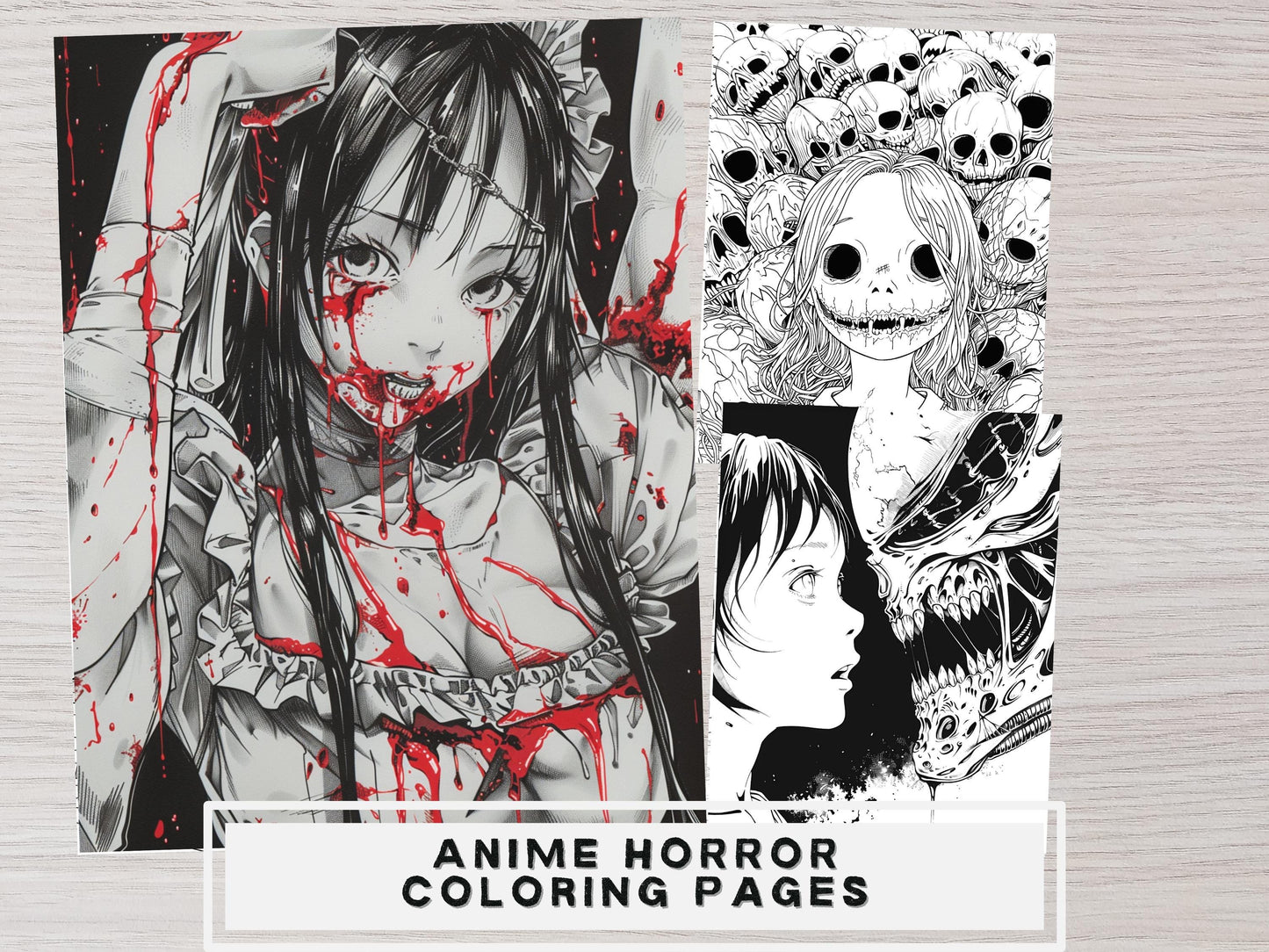 Dibujos para colorear de manga y terror, dibujos para adultos, dibujos espeluznantes, dibujos de miedo, dibujos de monstruos, libros de terror, manga oscuro