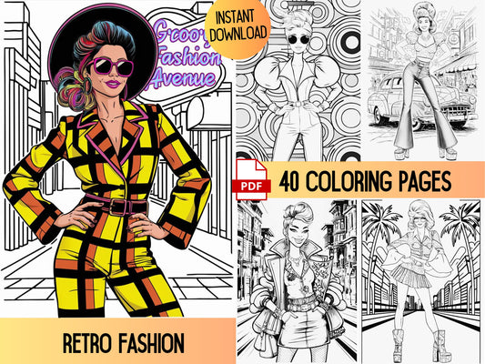 Páginas para colorear retro, Colorear para adultos, Página para colorear Groovy, Páginas para colorear para adultos, Libro para colorear hippie, Libros para colorear retro