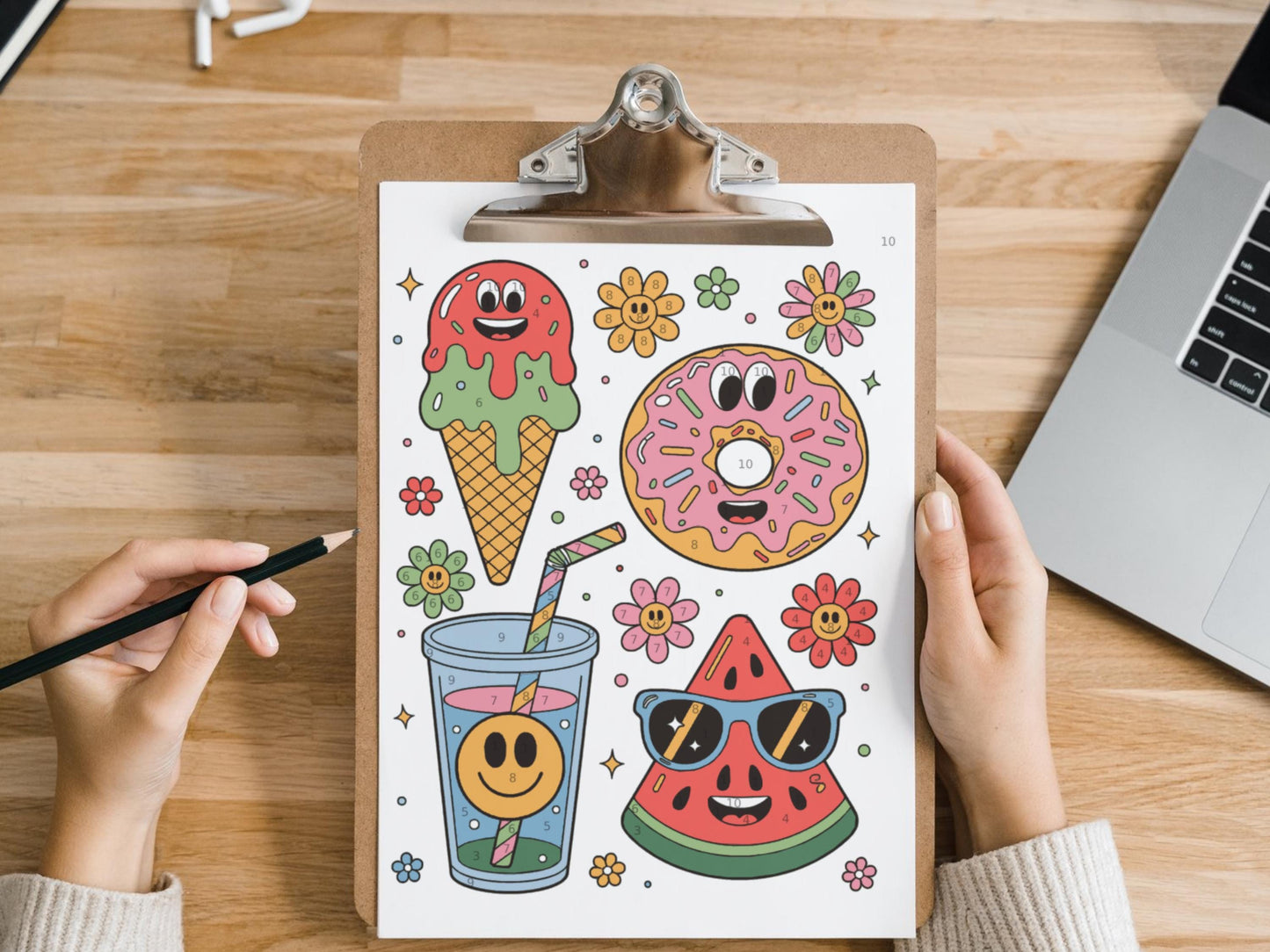 Libro para colorear retro con flores para colorear por números (PDF)