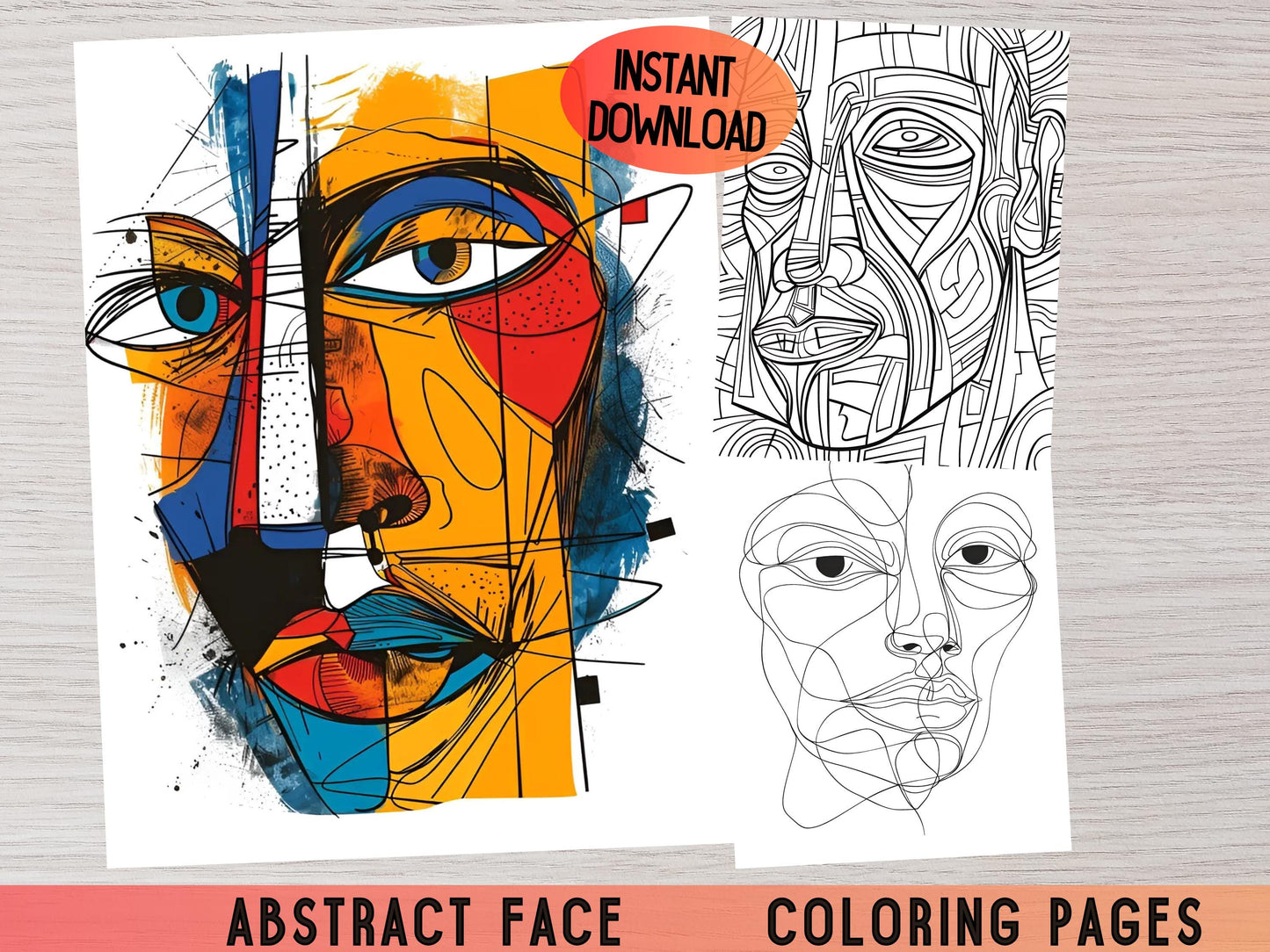 Dibujos para colorear de arte abstracto, caras abstractas, dibujos para colorear abstractos para imprimir, libro para colorear abstracto para adultos, diseño abstracto, dibujos para colorear
