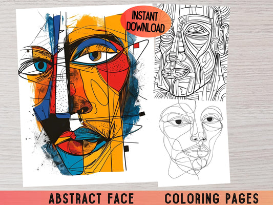 Dibujos para colorear de arte abstracto, caras abstractas, dibujos para colorear abstractos para imprimir, libro para colorear abstracto para adultos, diseño abstracto, dibujos para colorear