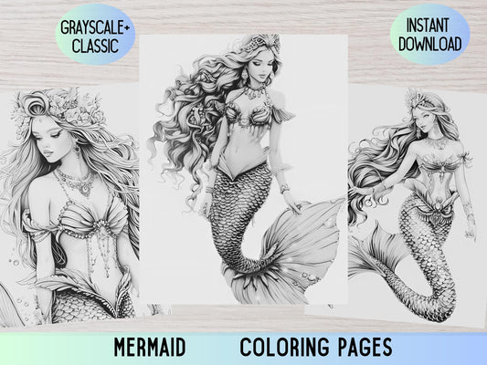Libro para colorear de sirenas para adultos: Páginas imprimibles de fantasía (PDF)