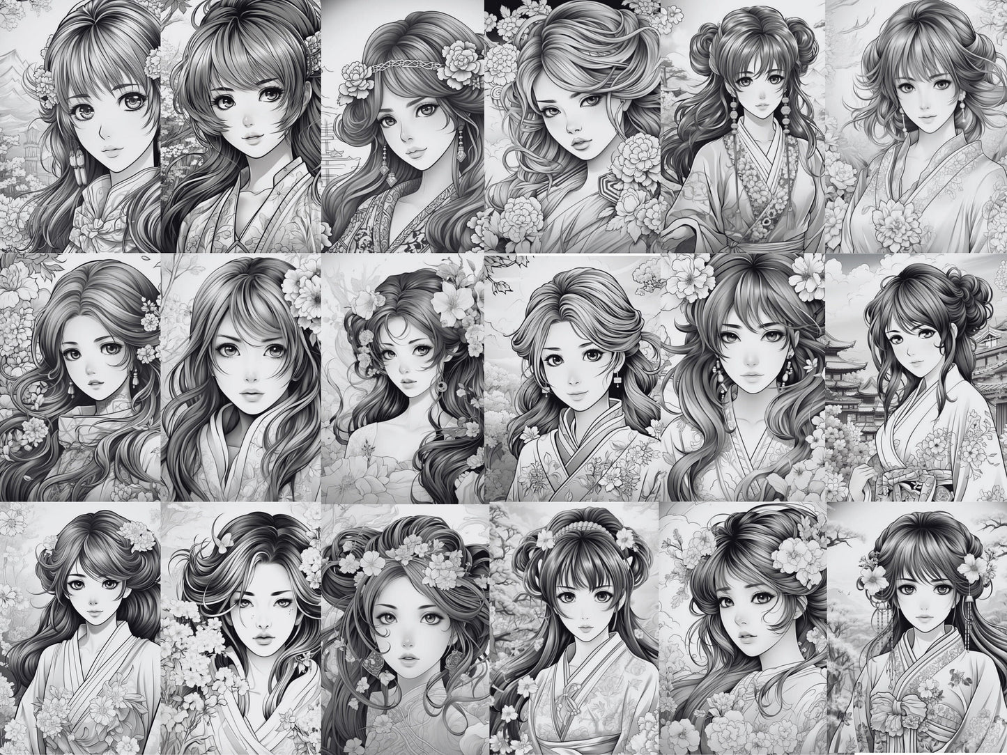 Mujer Kimono Japonesa, mujeres hermosas, páginas para colorear, colorear en escala de grises, chicas asiáticas, chicas japonesas, colorear kimono, colorear japonesas