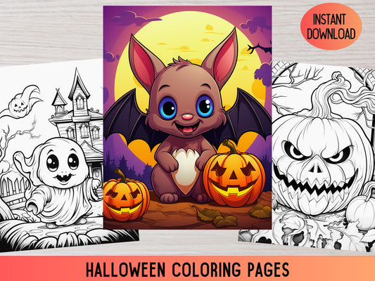 Páginas para colorear de Halloween, libro para colorear de Halloween para adultos, libro para colorear de Halloween, páginas para colorear de Halloween para imprimir/colorear de Halloween