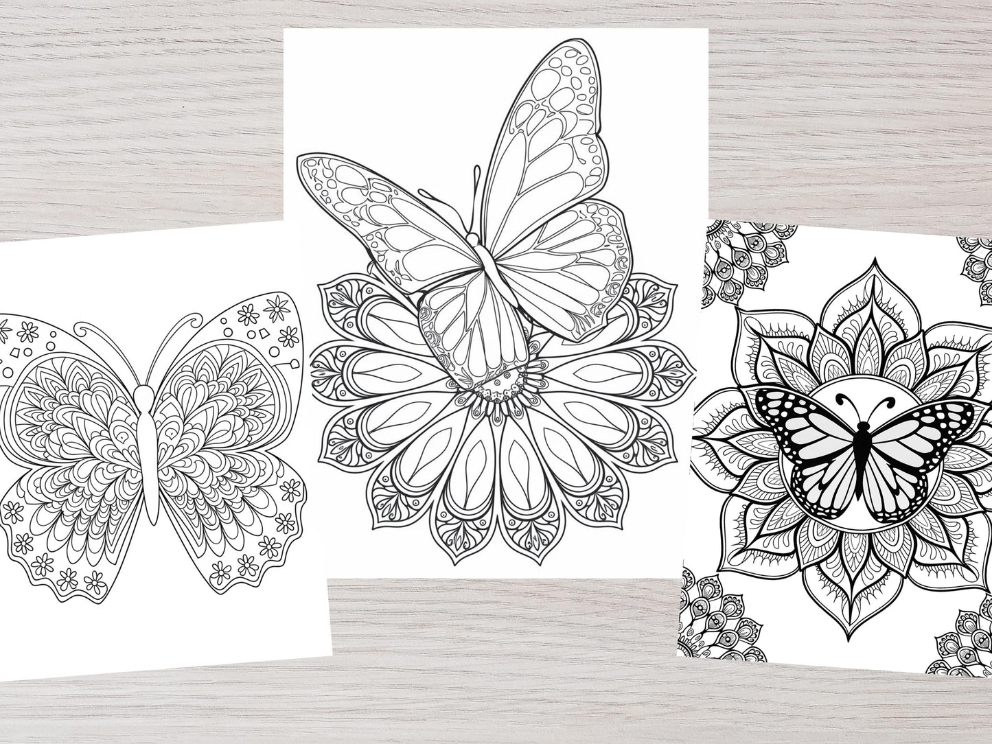 Páginas para colorear de mandalas, Dibujos para colorear para adultos, Mandalas para colorear imprimibles, Mandalas mariposa, Alivio del estrés, Patrón de mandalas, Mandalas florales