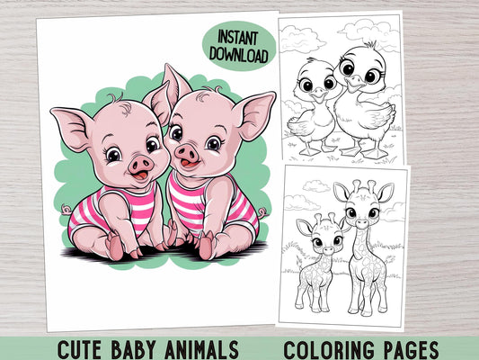 Dibujos para colorear de animales - Dibujos para colorear de animales lindos - Hojas para colorear de animales imprimibles para niños y adultos - Descarga digital - Dibujos para colorear fáciles
