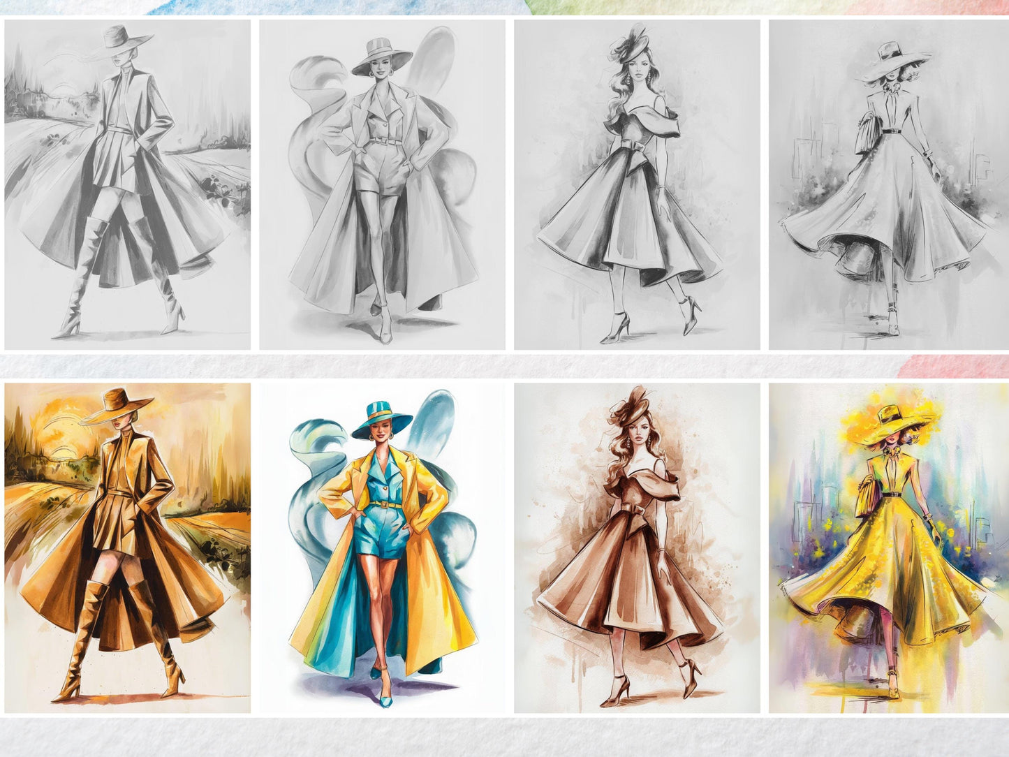 Dibujos para colorear de moda, Dibujos para colorear ropa, Dibujos para colorear de moda para adultos, Libro para colorear de moda para adultos, Diseño de moda