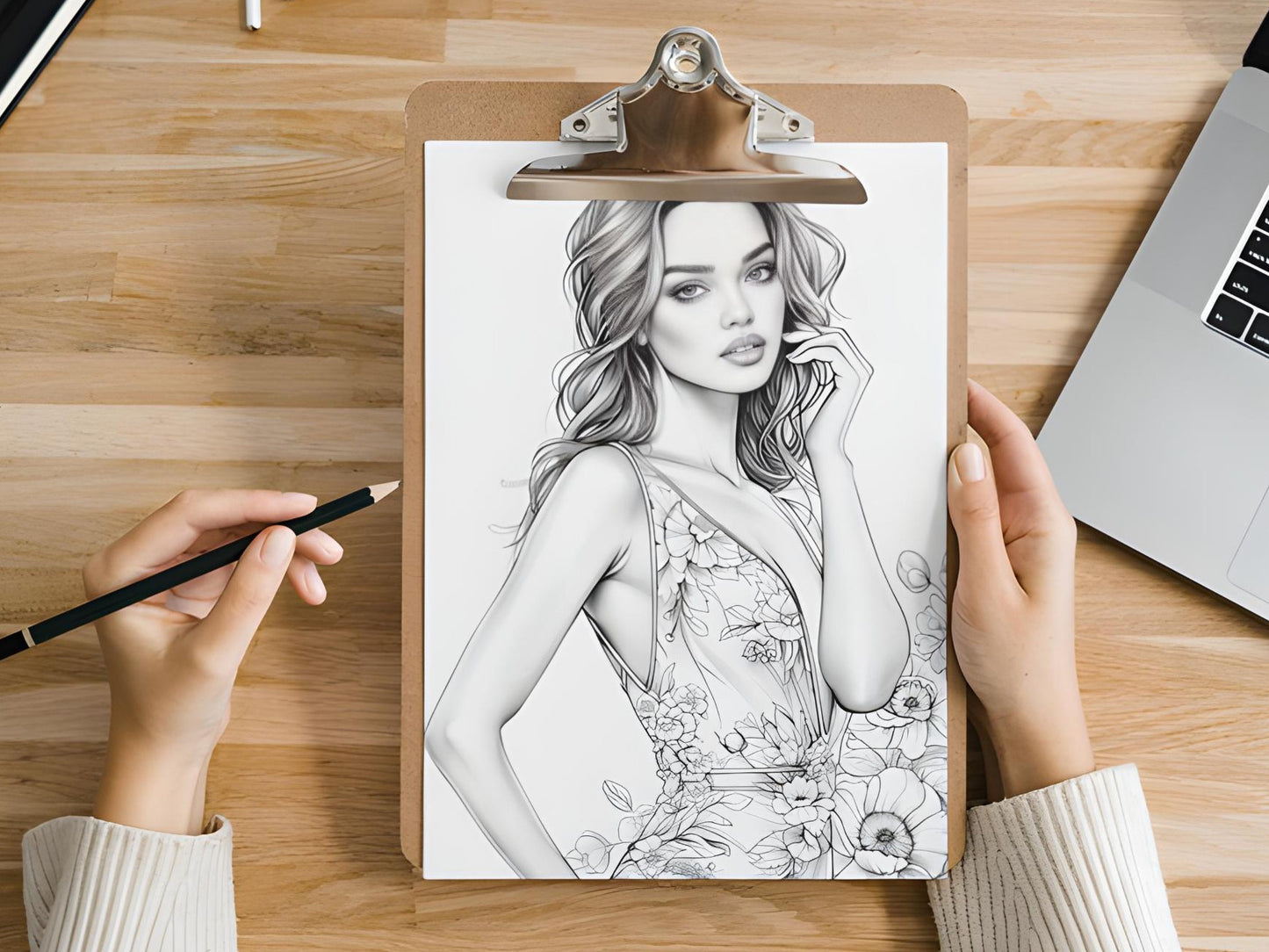 Libro para colorear de ilustración de moda, Páginas para colorear de moda para adultos, Páginas para colorear para adultos de moda, libro para colorear para adultos de moda, Chic