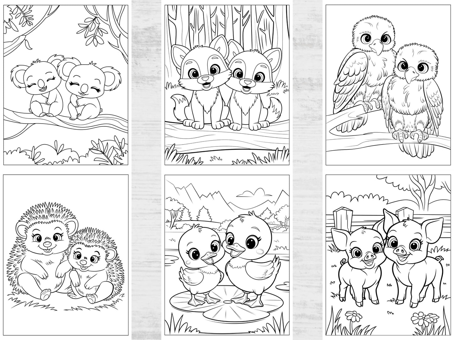 Dibujos para colorear de animales - Dibujos para colorear de animales lindos - Hojas para colorear de animales imprimibles para niños y adultos - Descarga digital - Dibujos para colorear fáciles