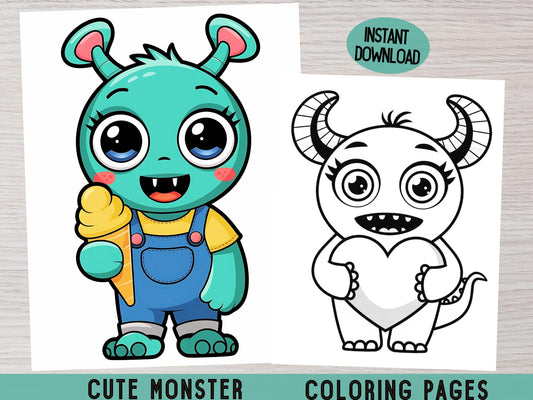 Dibujos para colorear de monstruos lindos, Libro para colorear de monstruos, Dibujos para colorear de monstruos kawaii, Dibujos para colorear de monstruos, Dibujos para colorear atrevidos y fáciles