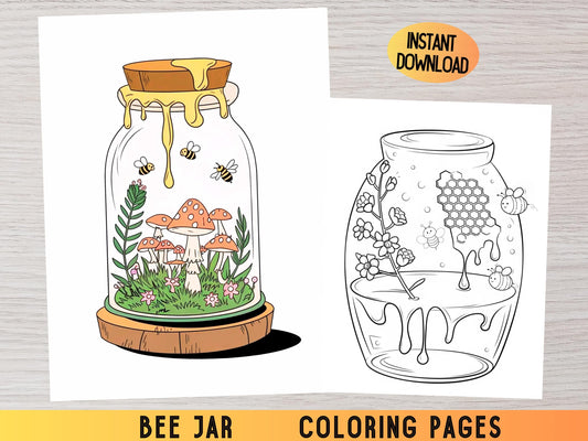 Dibujos de abejas para colorear para imprimir / Dibujos de abejas para colorear para adultos / Dibujos de abejas para colorear / Libro para colorear de frascos, Dibujos de abejas para imprimir