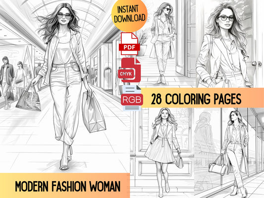 Páginas para colorear de moda, Páginas para colorear de moda para adultos, Páginas para colorear para adultos moda/Libro para colorear para adultos moda/Página para colorear de mujer