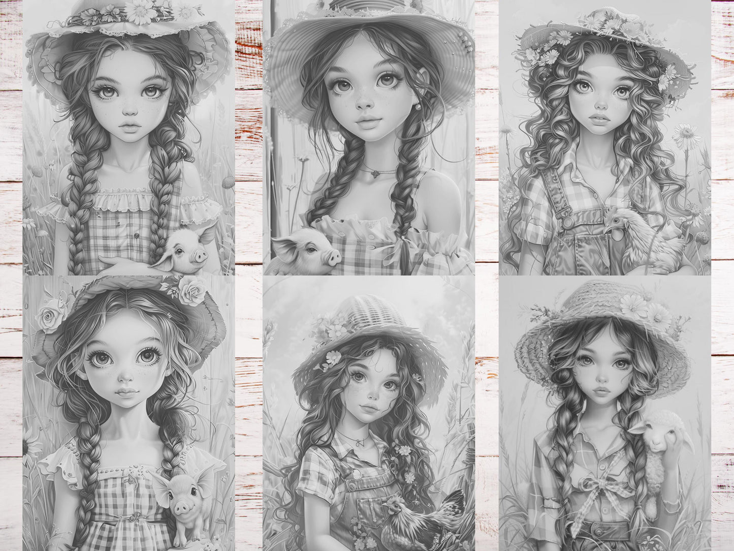 Libro para colorear de chicas de campo: Ilustraciones de la vida en la granja (PDF)